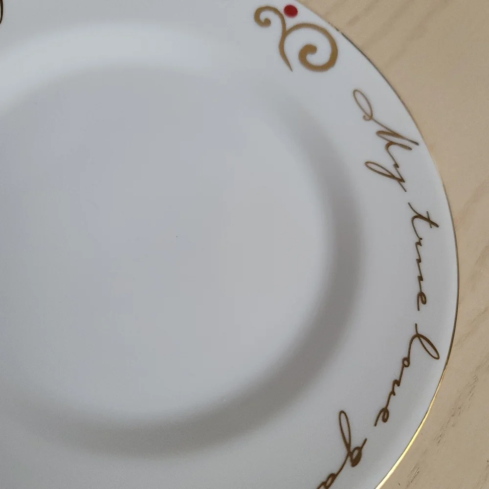 Pier 1 Cup and Saucer 12 Days Of Christmas On The First Day Partridge Gold Trim
